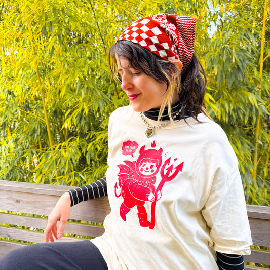 Diablita Bby CREAM ♡ Screenprinted Tee