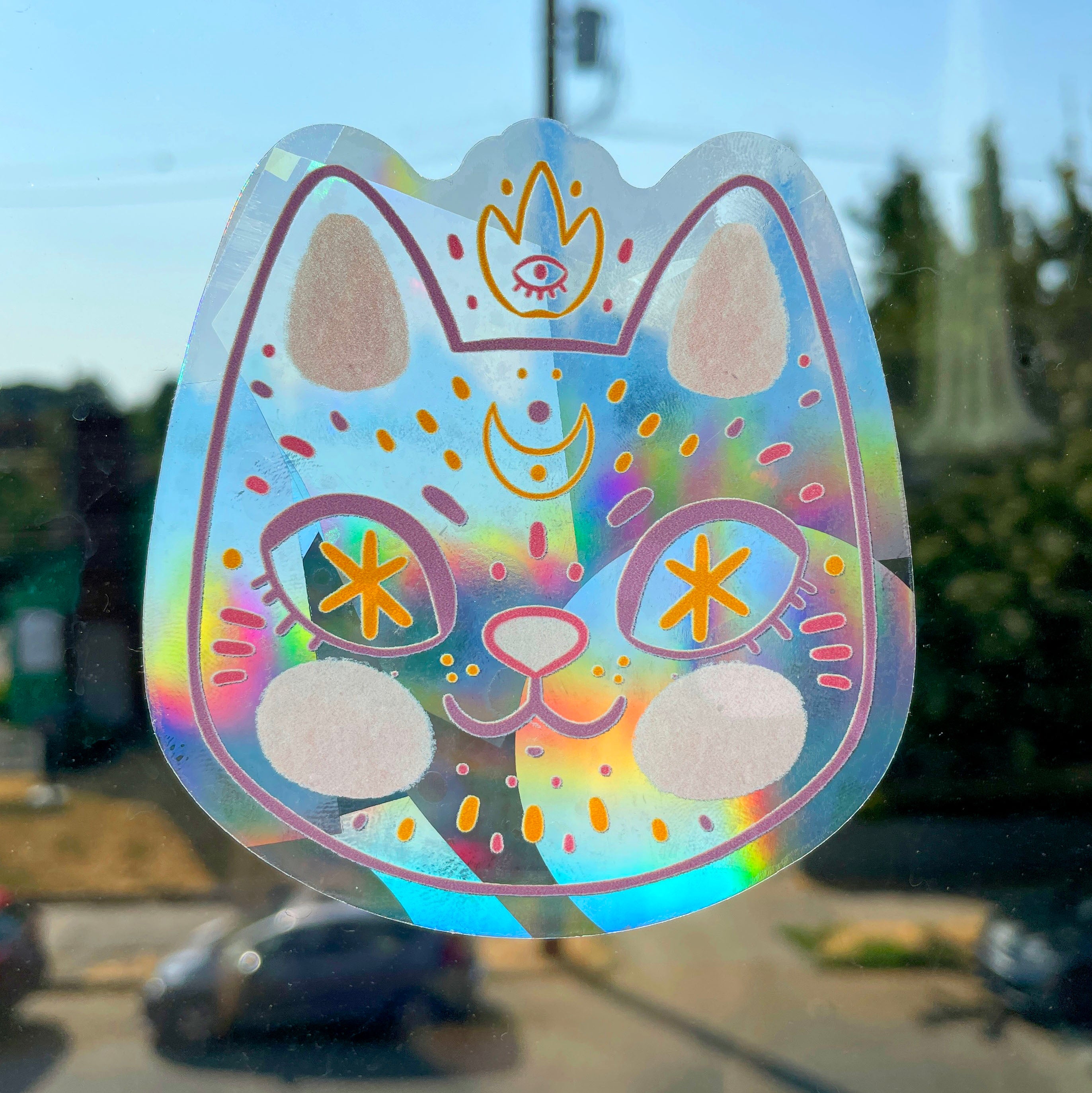 Cosmic Cat ✷ Rainbow-Maker Window Sticker ✷