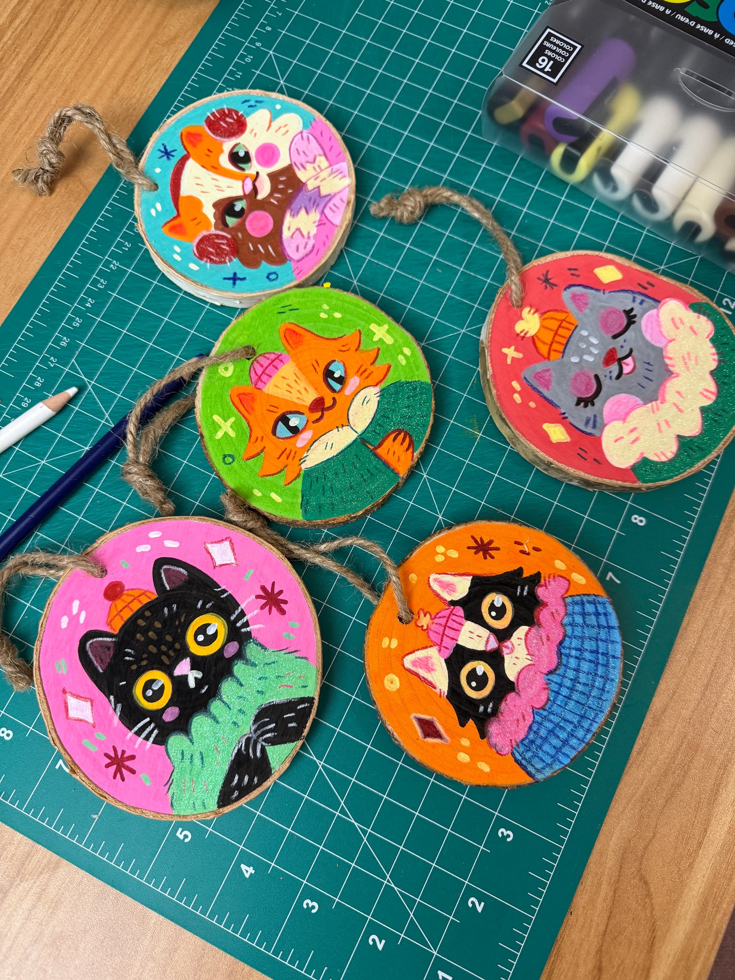 2024 Kitty Ornaments ♡ Original Paintings