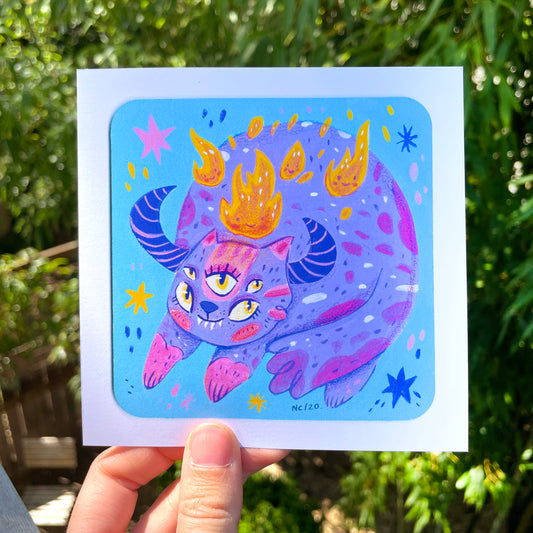 New Print (Mini) ♡ Demon Kitty Fire