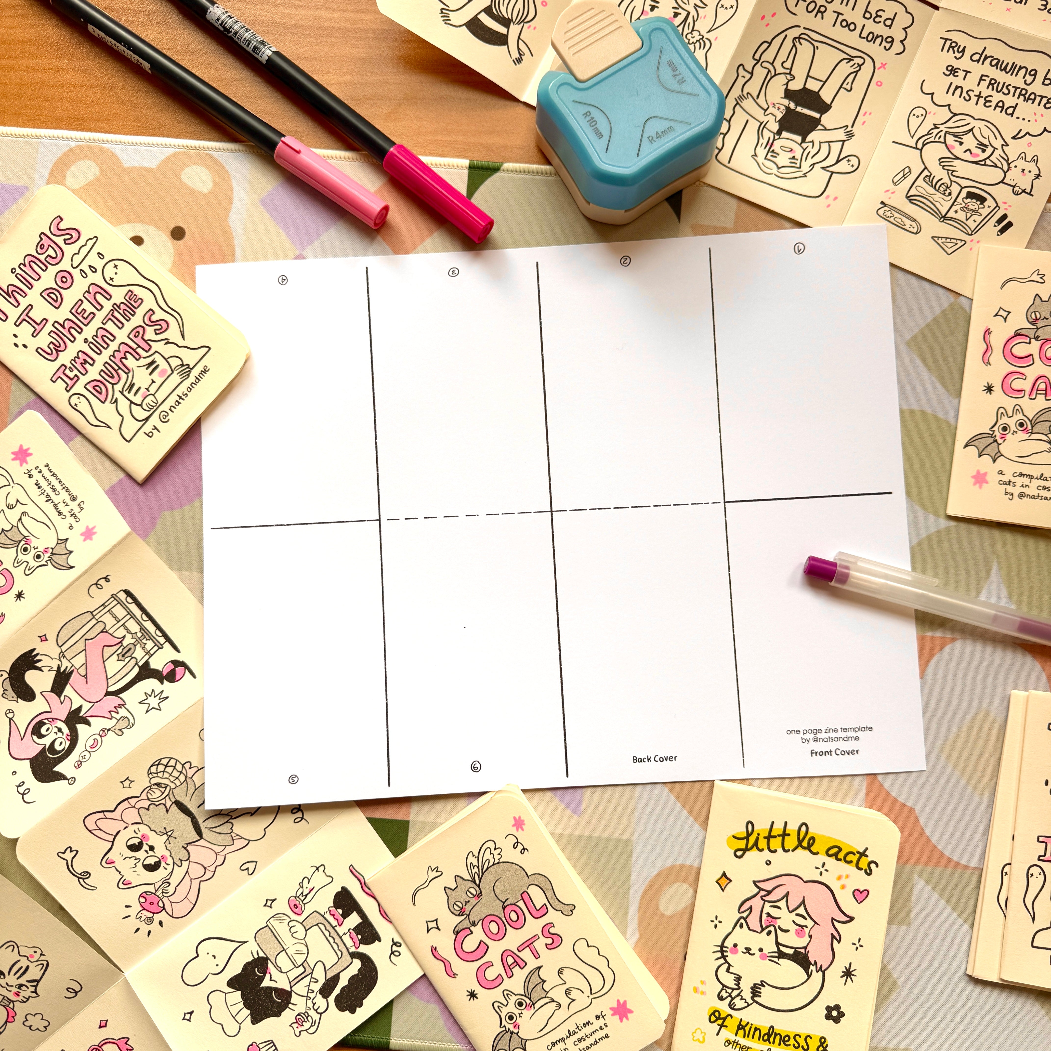 One Page Zine Template ♡ Free Printable File – Illustrated By Natalia