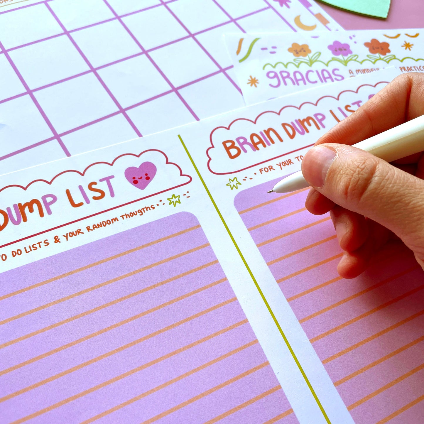 Gratitude Planner: Gracias template + Brain Dump list ♡ Downloadable File